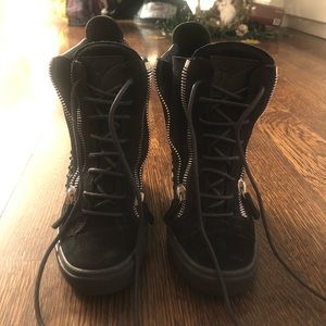 Giuseppe Zanotti black crystal high top sneakers